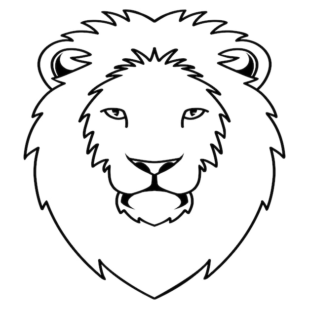 Illustration of hand drawn of Lion head line art