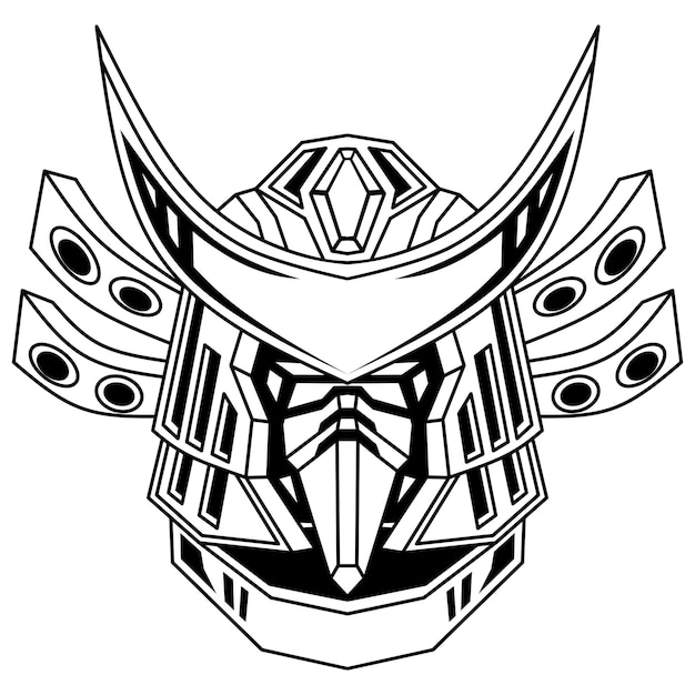 Illustration of hand drawn of robot Head line art