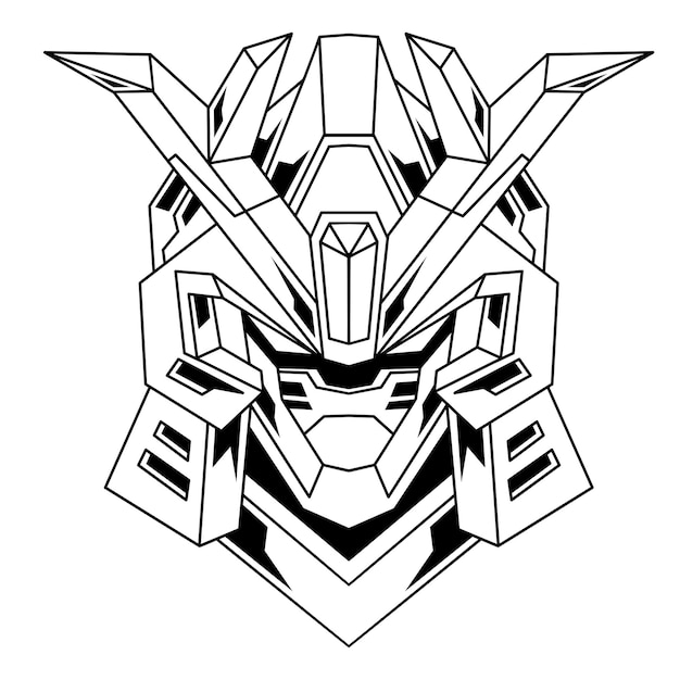 Vector illustration of hand drawn of robot head line art