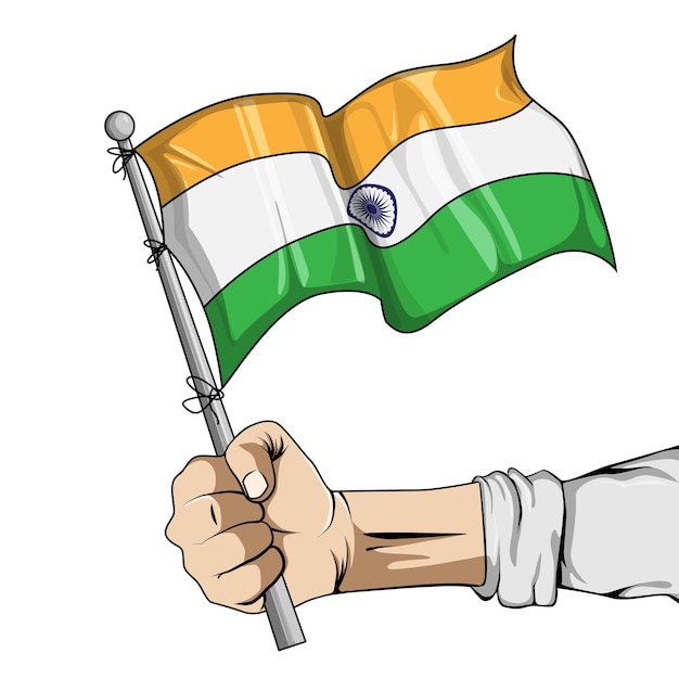 Vector illustration of a hand holding a flag