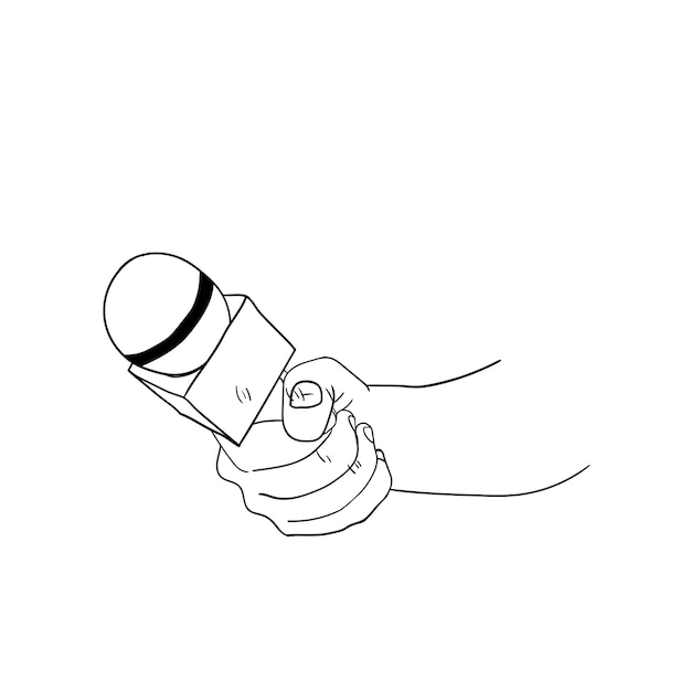 Illustration of a hand holding a microphonehand drawn icon of a hand holding a microphone