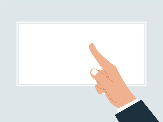 Vector illustration of a hand pointing a blank poster