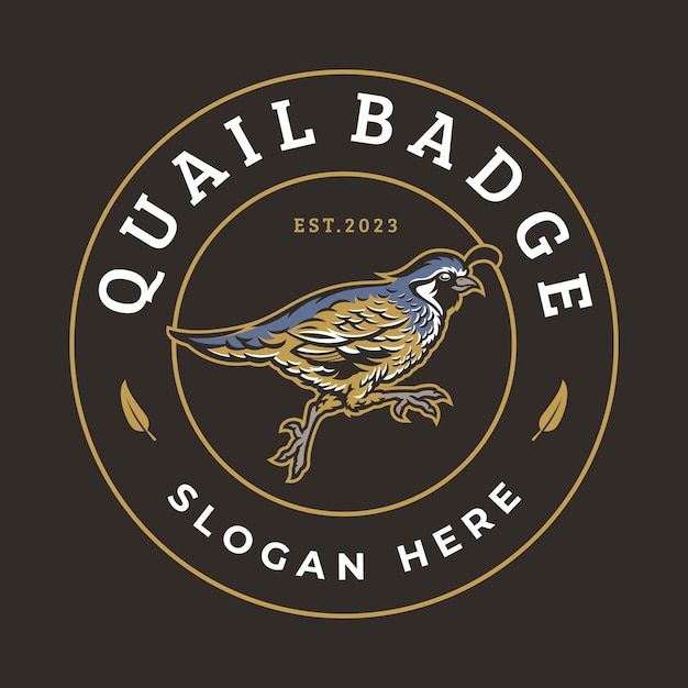 Vector illustration of handrawing quail badge