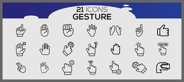 Illustration of hands gesture set in thin line icon Hand gesture collection Touchscreen gesture