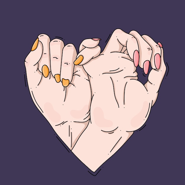 Illustrazione delle mani a forma di cuore