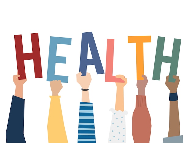 illustration of hands holding health word