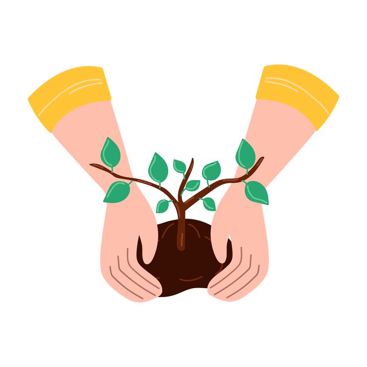 Vector illustration of hands planting treesconservation action concept to save forests environmental information environmental awareness for ecofriendly concept environment protection