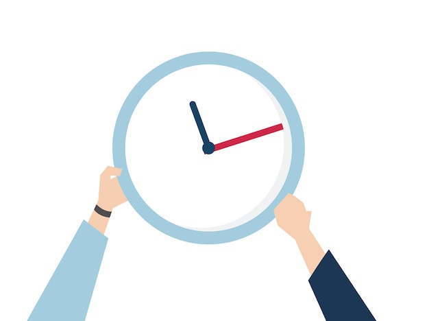 Vector illustration of hands with time management