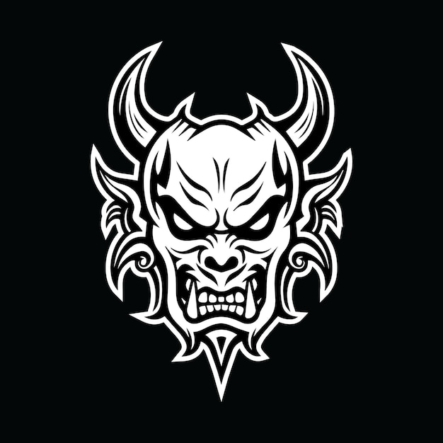 illustration of hannya mask black and white eps vector