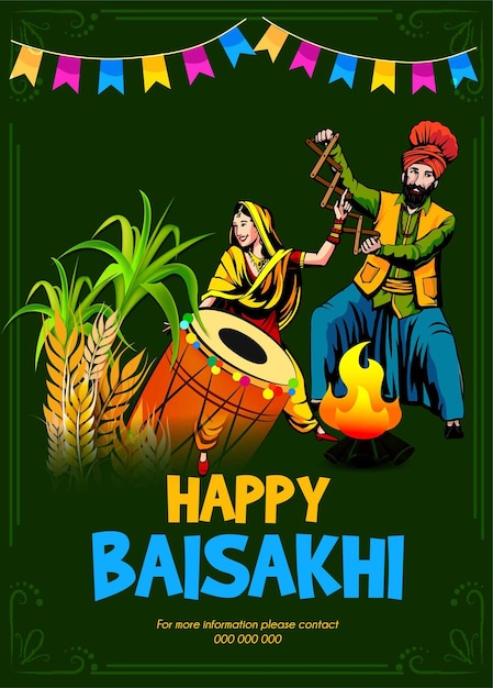 Иллюстрация к празднованию Happy Baisakhi BackgroundЛегко редактировать векторный пенджабский фестиваль Vaisakhi