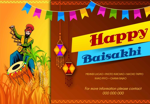 illustration of happy baisakhi celebration backgroundeasy to edit vector punjabi festival vaisakhi