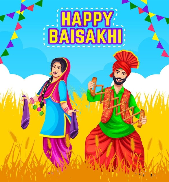 Illustrazione della celebrazione di happy baisakhi e del nuovo anno con un messaggio in background design