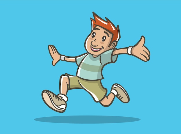 Illustration of a Happy boy running.