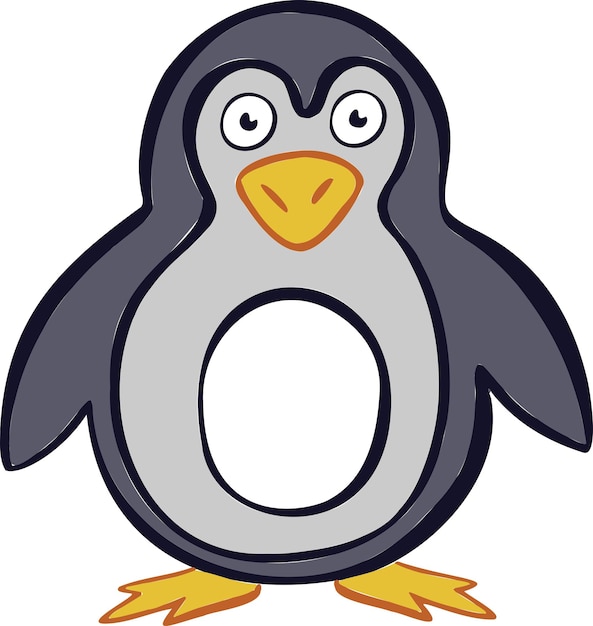 Vector illustration of a happy colored baby penguin with big eyes wants a hug. high quality illustration