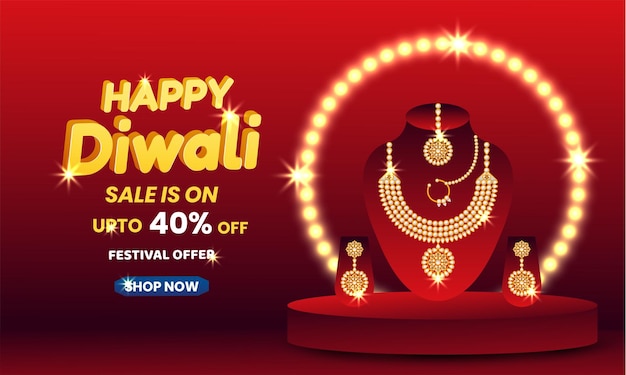 Illustration of happy diwali and dhanteras sale up to 40 off on this biggest festive season