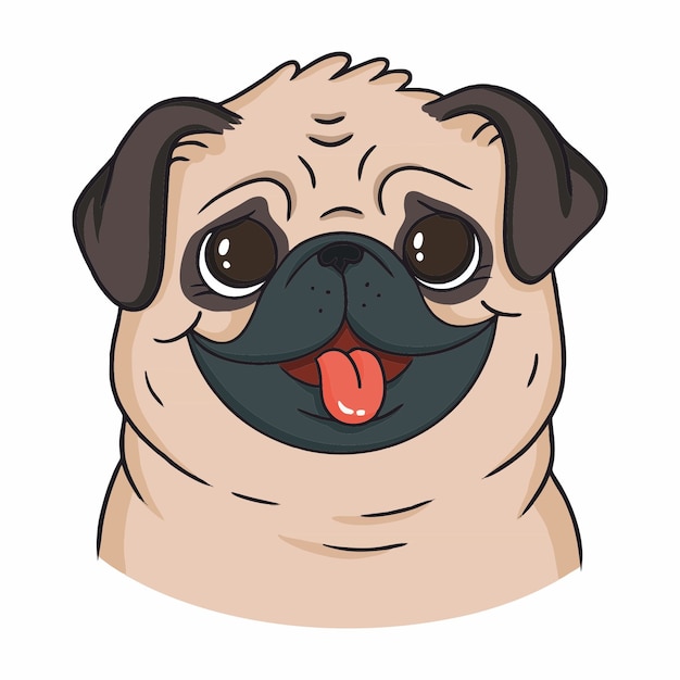  illustration Happy dog pug