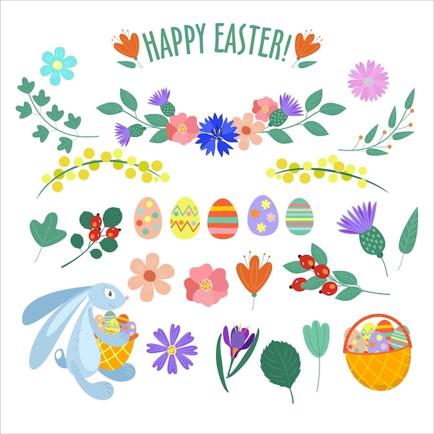 Vector illustration of happy easter. a set of cliparts