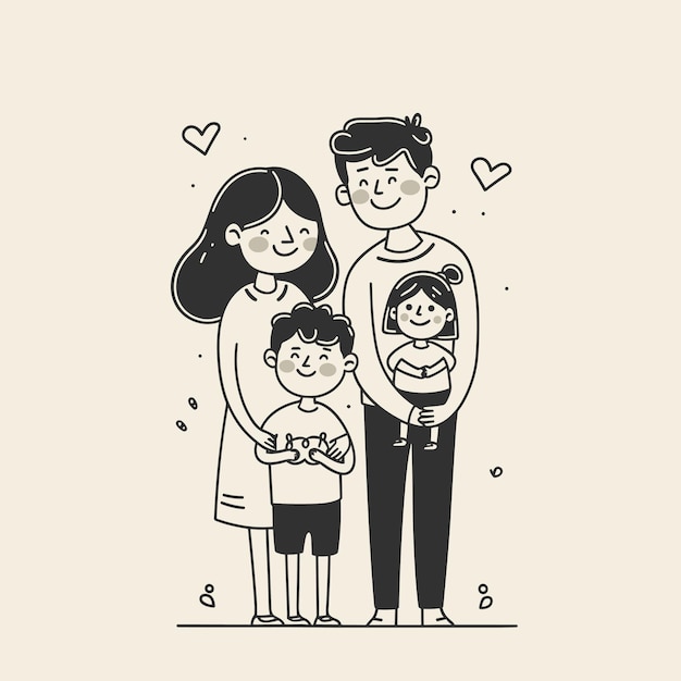 illustration of a happy family