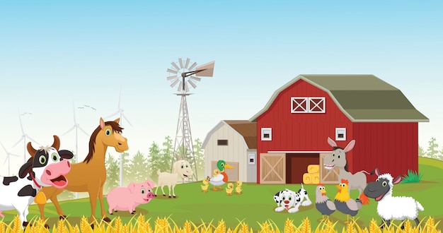 Illustration of happy farm animal cartoon