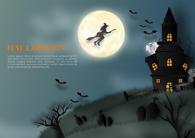 Vector illustration happy halloween dark night