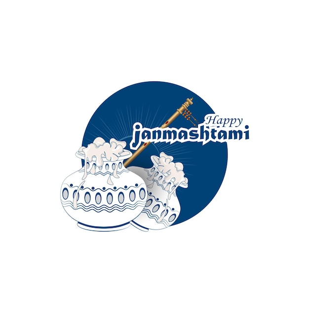 Illustration of happy janmashtami. lord krishna