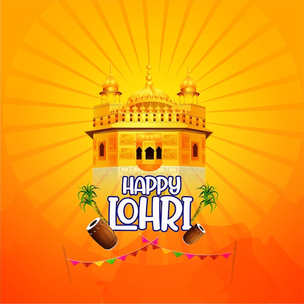 Illustration of happy lohri festival of punjabi with background