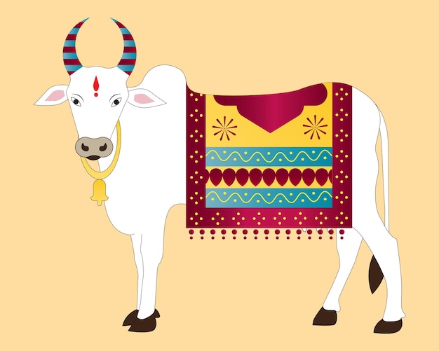 Vector illustration of happy pongal a harvest festival celebrating in tamilnadu india