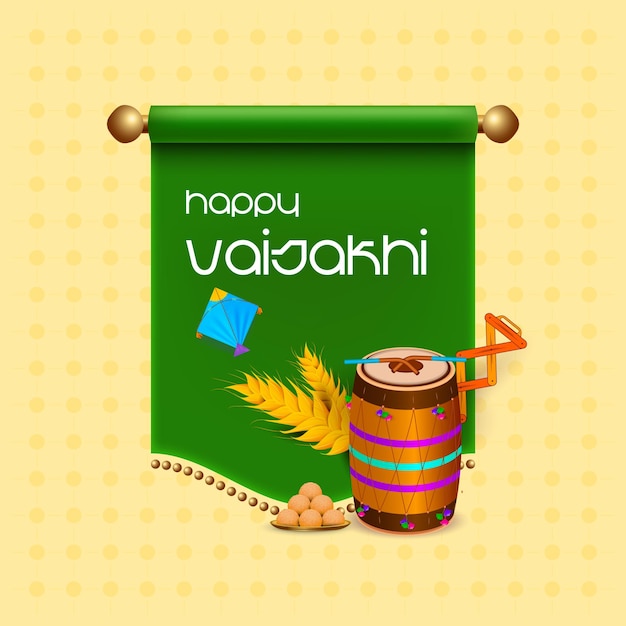 Illustration Of Happy Vaisakhi Celebration Background  Scroll