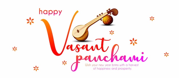 Illustration of happy vasant panchami indian festival background with hindi text meaning vasant