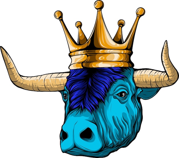 Vector illustration of a head of a bull with a crown