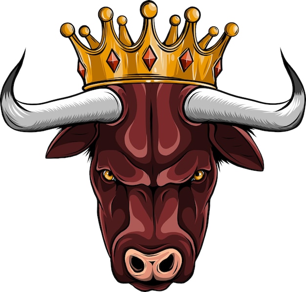 Illustration of a head of a bull with a crown