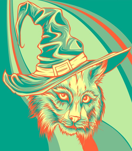 Vector illustration of head lynx on colored background