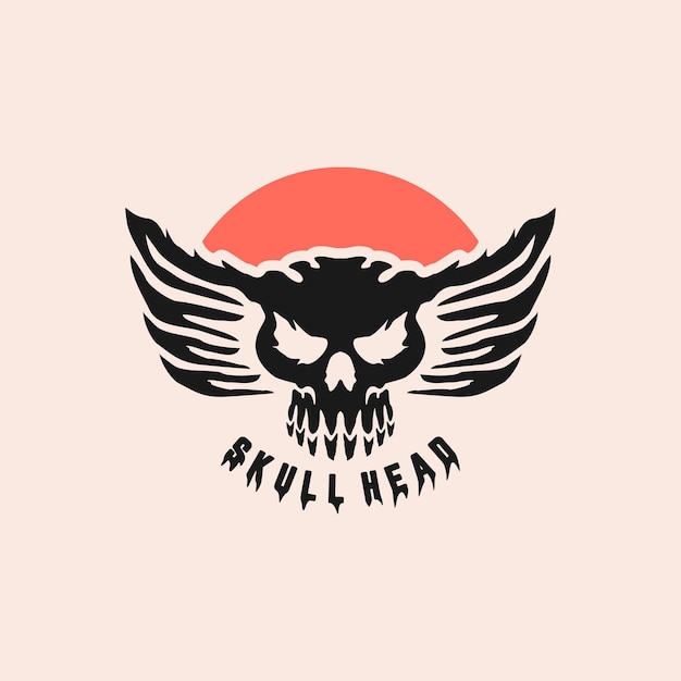 Illustration head skull with wings design vector