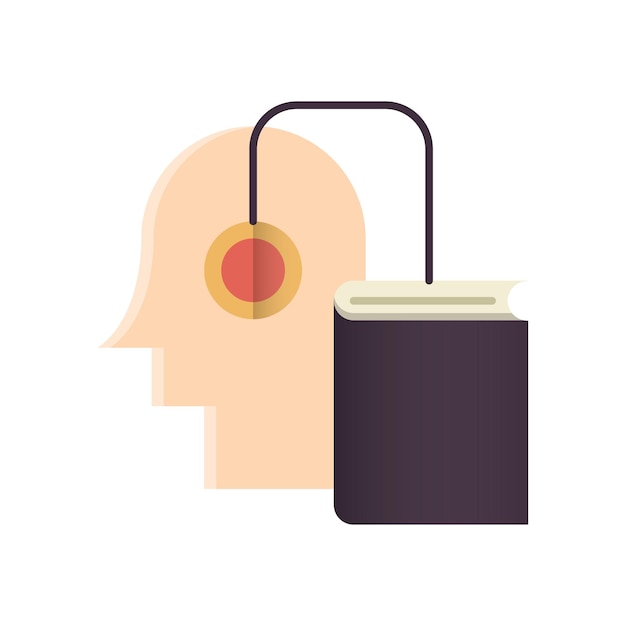 Vector illustration of a head with a book on it