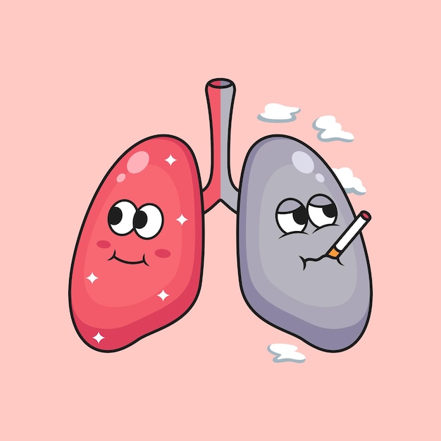 Vector illustration of healthy lungs and smoking lungs cartoon. health icon symbol vector