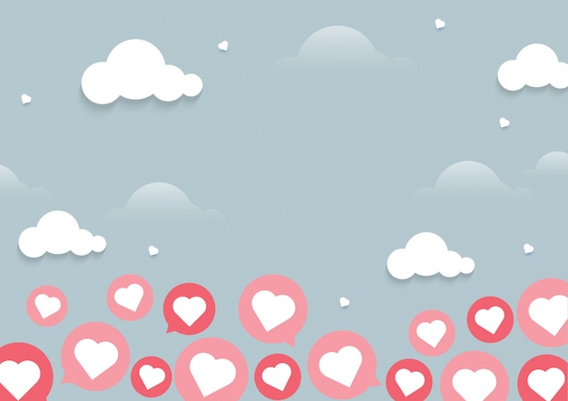 Vector illustration of heart flying on light background with chat concept