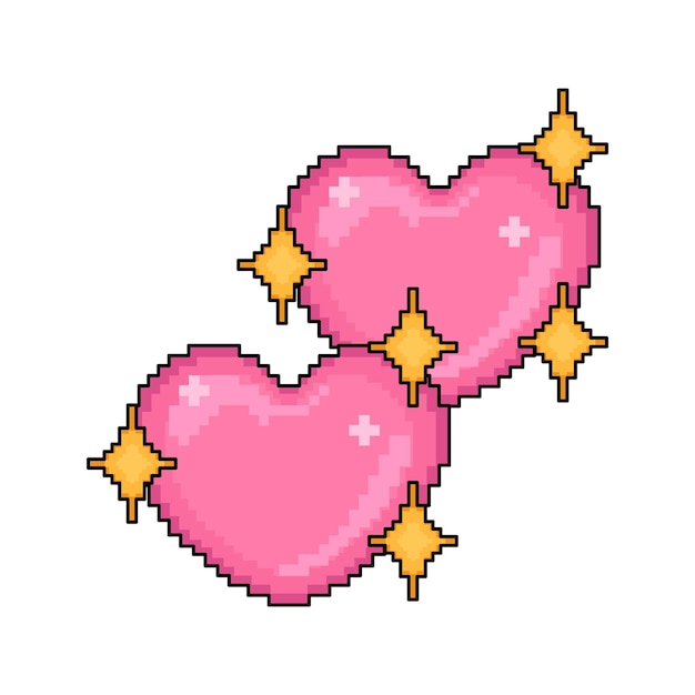 Illustration of heart pixel art