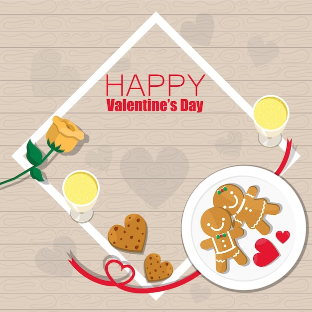 Illustration of heart shaped food romantic meal for couple love on table top view