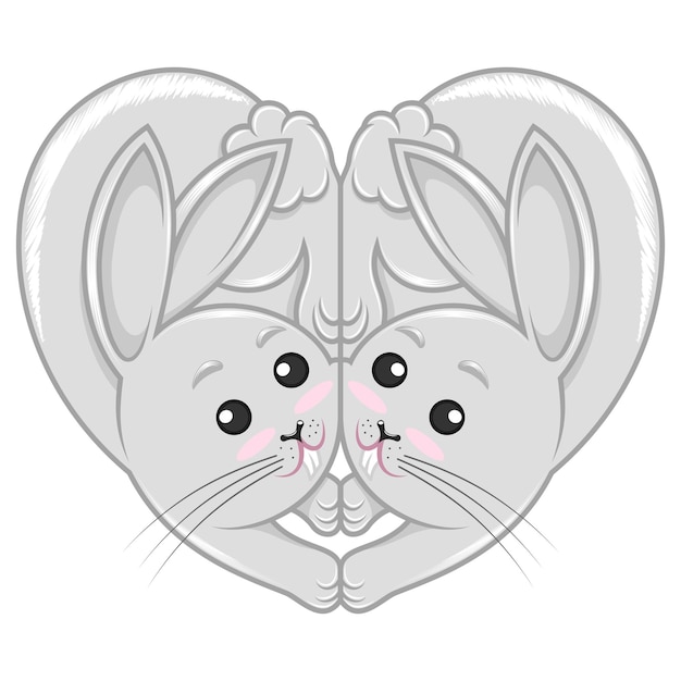 Illustration of heart shaped rabbits