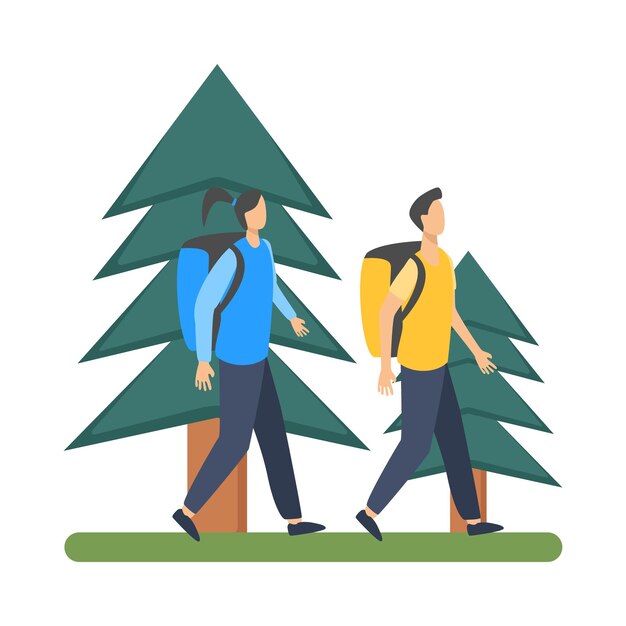 Illustration of hiking