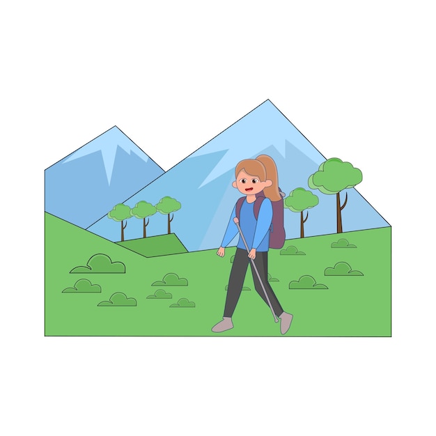 Illustration of hiking