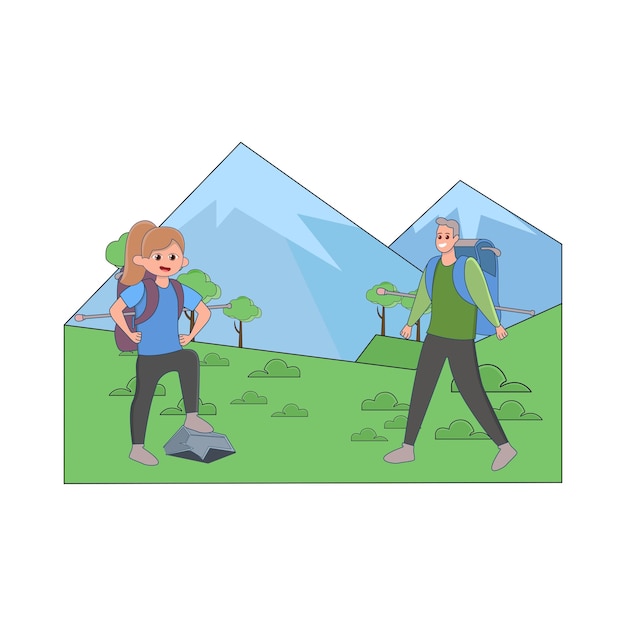 Vector illustration of hiking