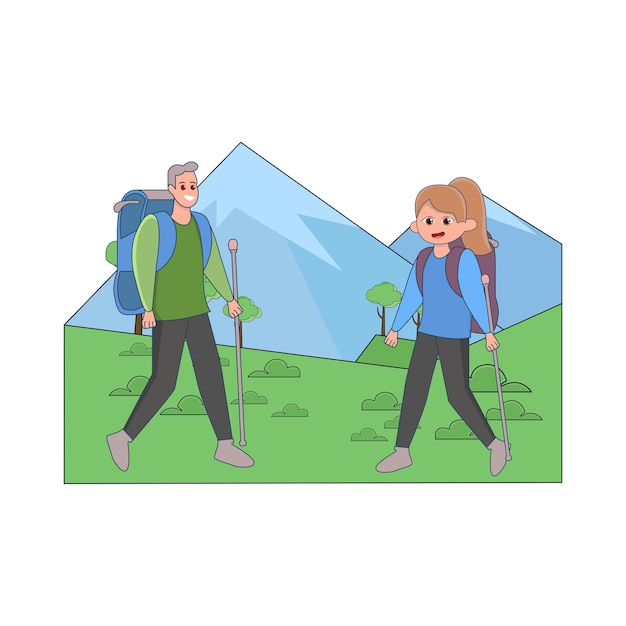 Vector illustration of hiking