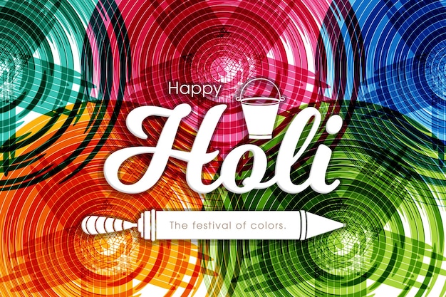 Vettore illustrazione di holi festival con calligrafia intricata colorata