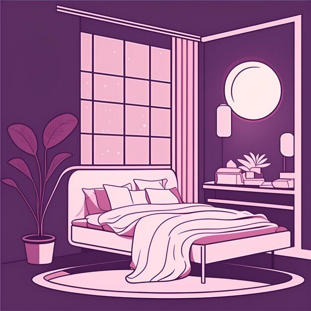 Vector illustration home decorate bedroom with ai generated