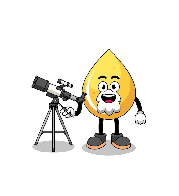 Illustration of honey drop mascot as an astronomer