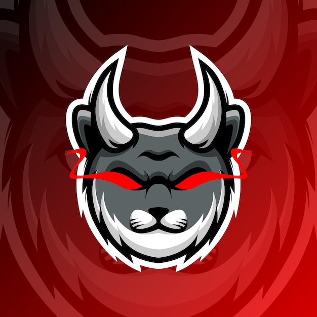 illustration of a horn cat in esport logo style