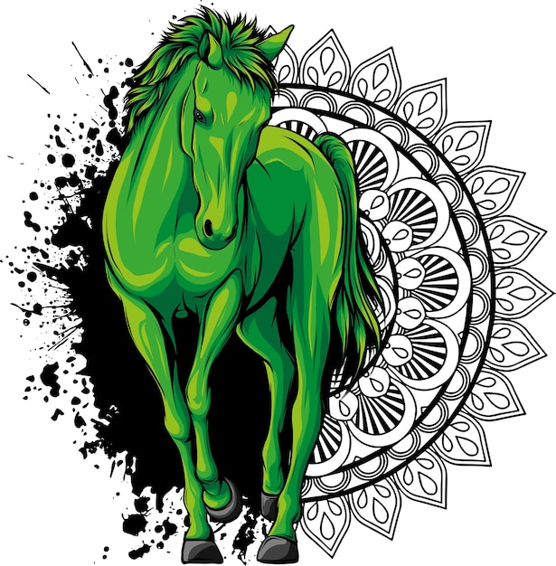 Illustration of a horse with mandala