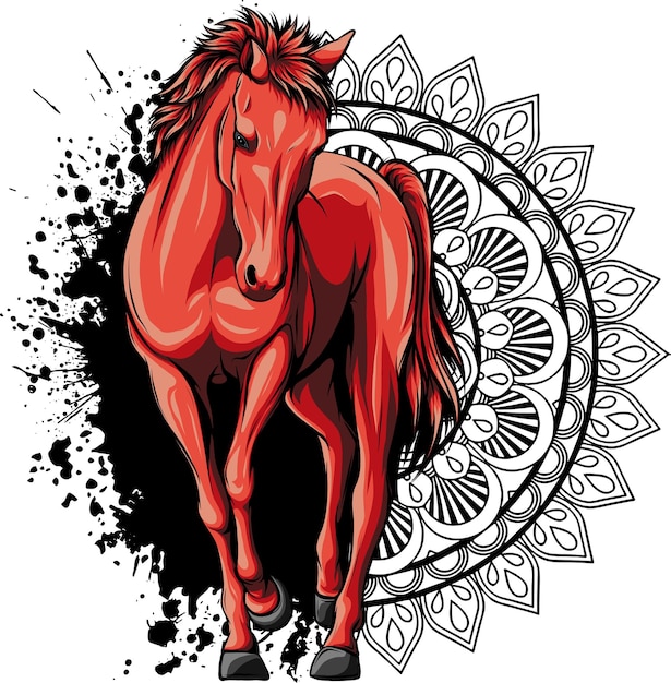 Illustration of a horse with mandala