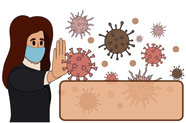 Illustration for hospitals and pharmacies with a woman. Vaccine against the covid coronavirus.